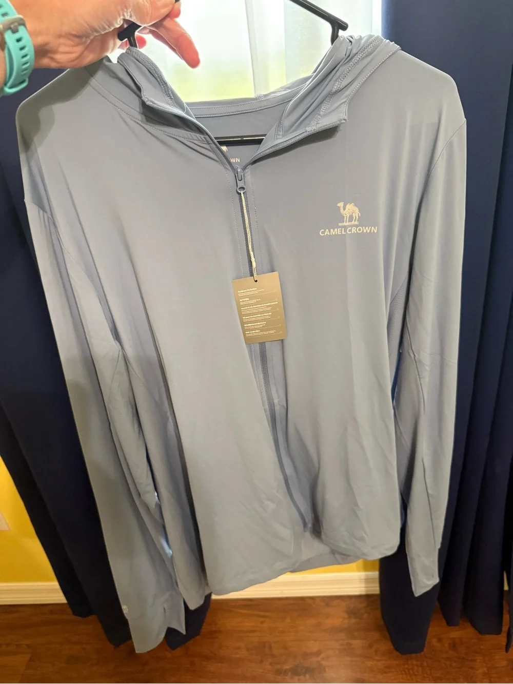 Camel Crown Men's Lightweight Hooded Sun Jacket - Pale Blue